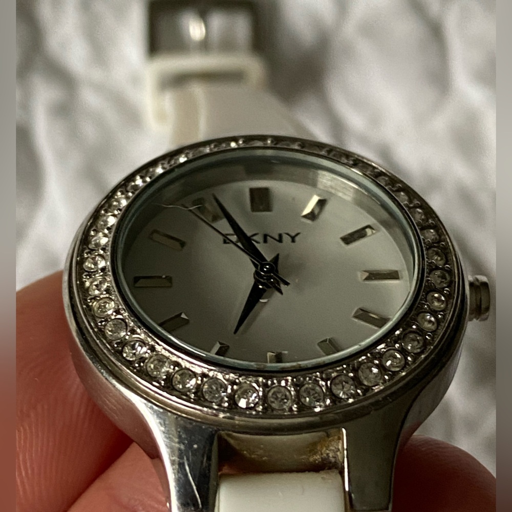DKNY Silver and White Watch with Crystal Accents - Picture 6 of 8